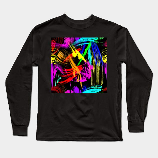 Neon colors, watercolor brush strokes Long Sleeve T-Shirt by ilhnklv